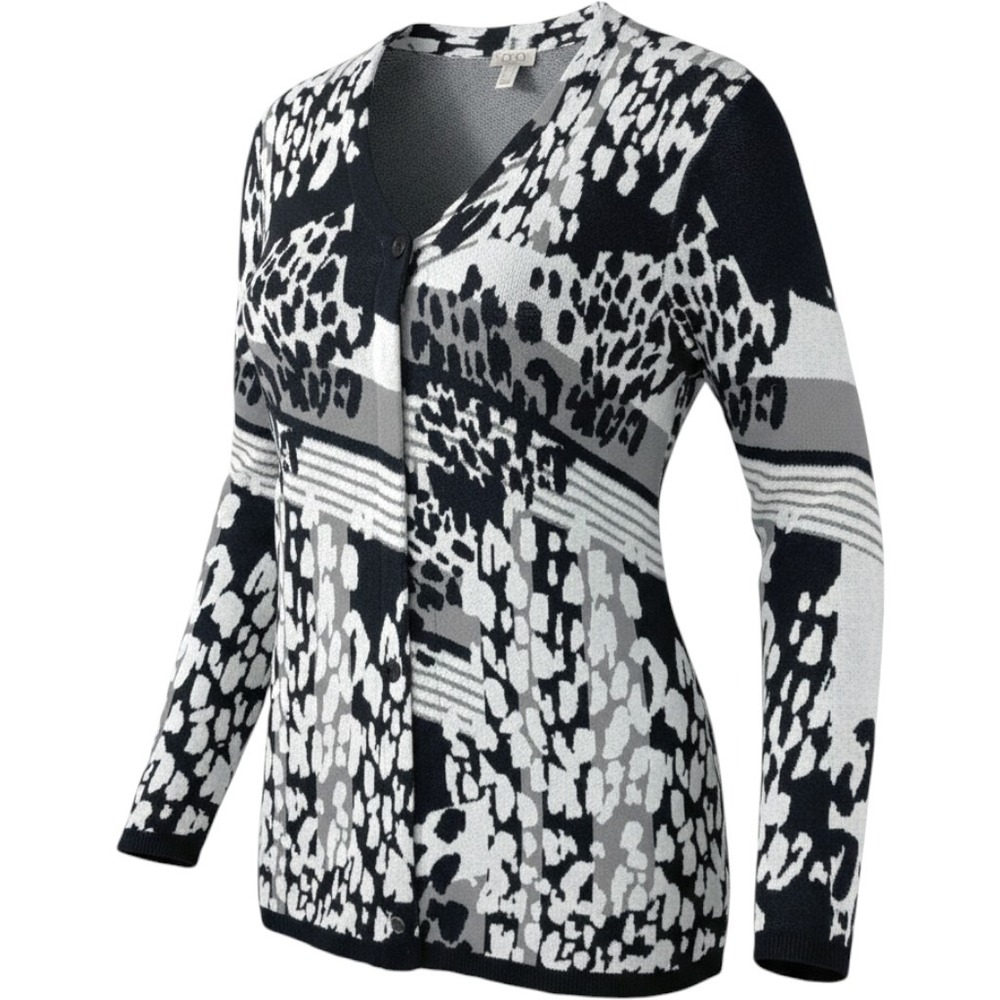 LOGO Cheetah Print Pockets Cardigan Duster Womens L Maximalist Sweater RP $98